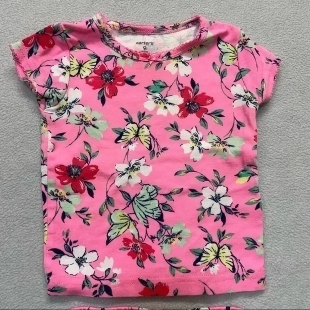 Carter’s 2 Piece Pajama Set Short Sleeve Top and Shorts Size 6 Months tropical